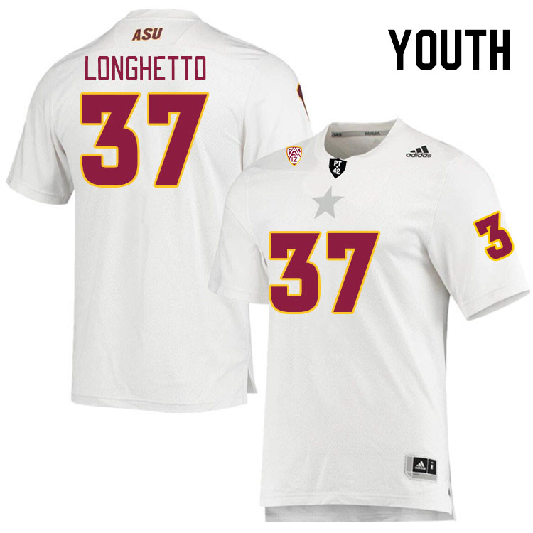 Youth #37 Dario Longhetto Arizona State Sun Devils College Football Jerseys Stitched Sale-White